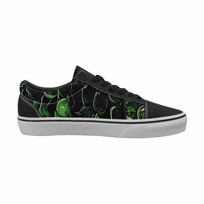 WOMEN'S Reptile Black & Green Ink Canvas Graphic Print Vibrant Chaos Customized Sneakers
