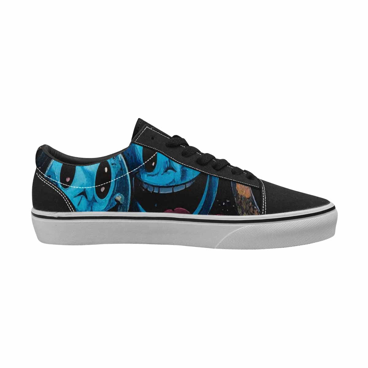 WOMEN'S Melting Moon Smiley Lace-Up Canvas Surreal Custom Shoes