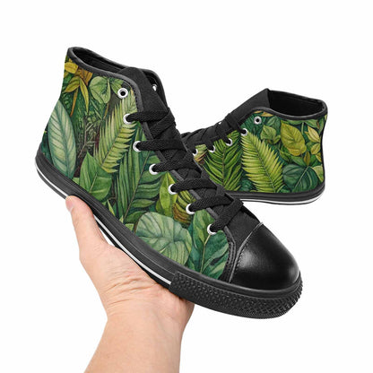 MEN'S Seven-Point Palmate Leaf High Top Canvas Dark Academia Custom Sneakers