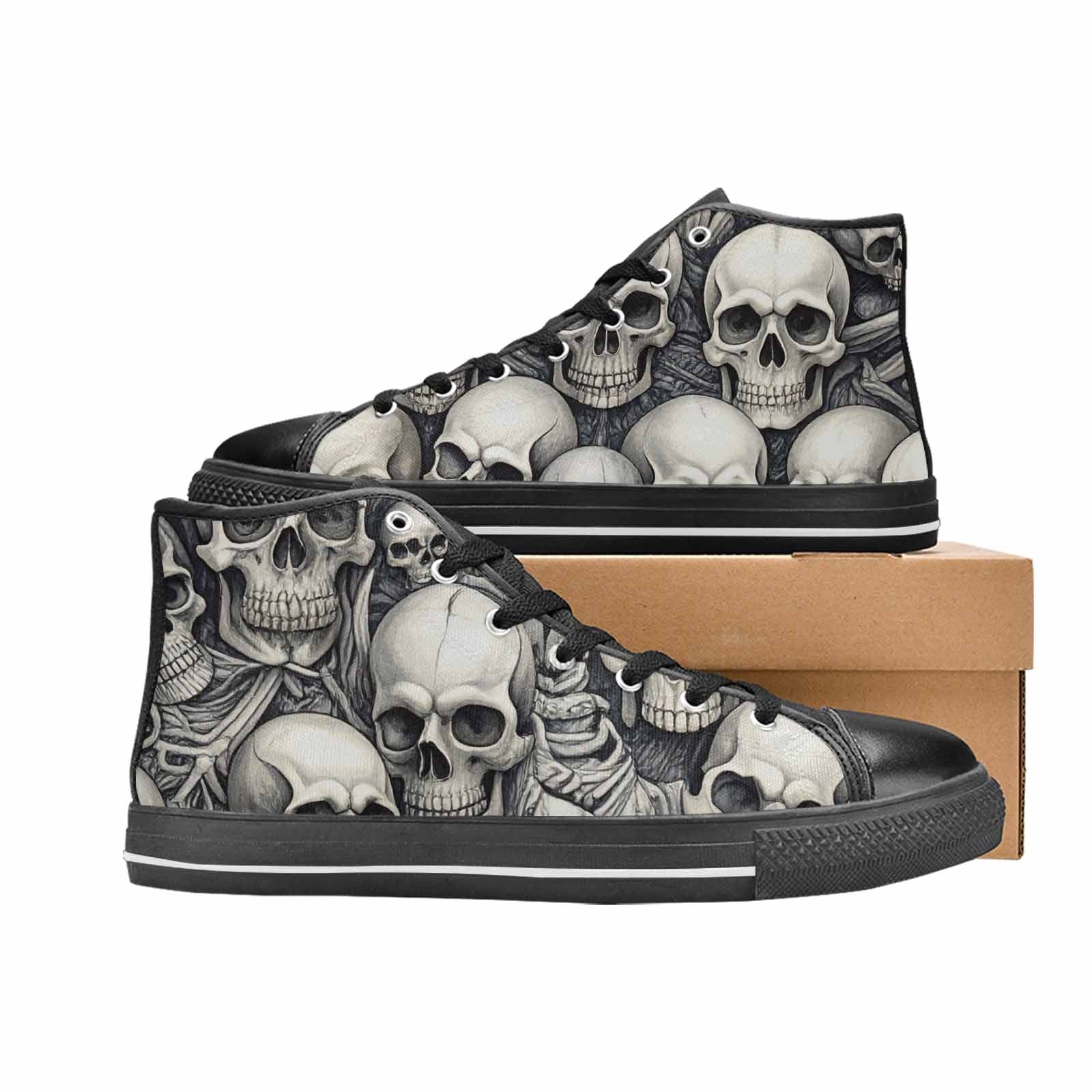 MEN'S Skulls - Classic High Top Canvas Wallpaper Art Custom Sneakers