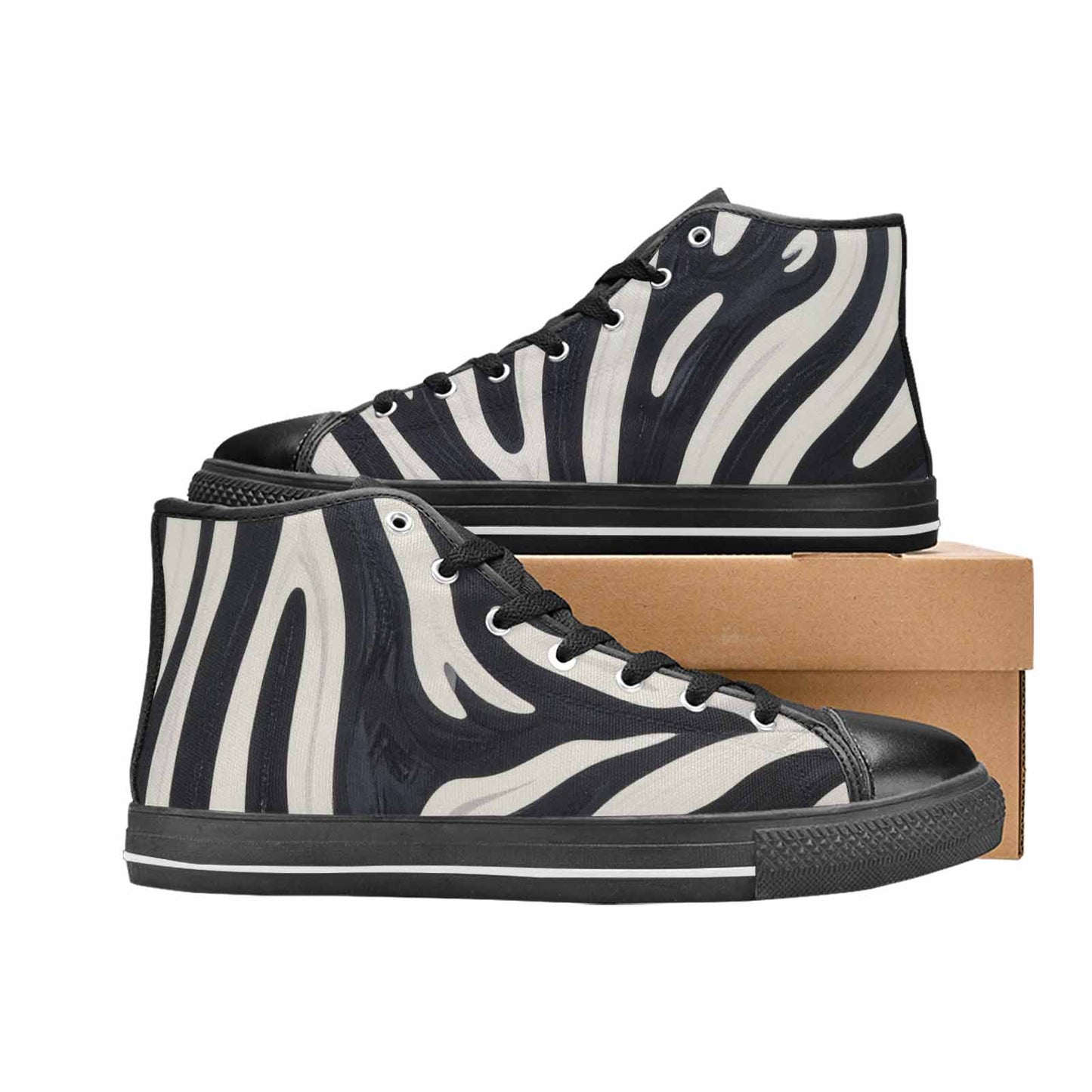 WOMEN'S Modern Zebra Stripe High Top Canvas Neon Fantasy Custom Sneakers