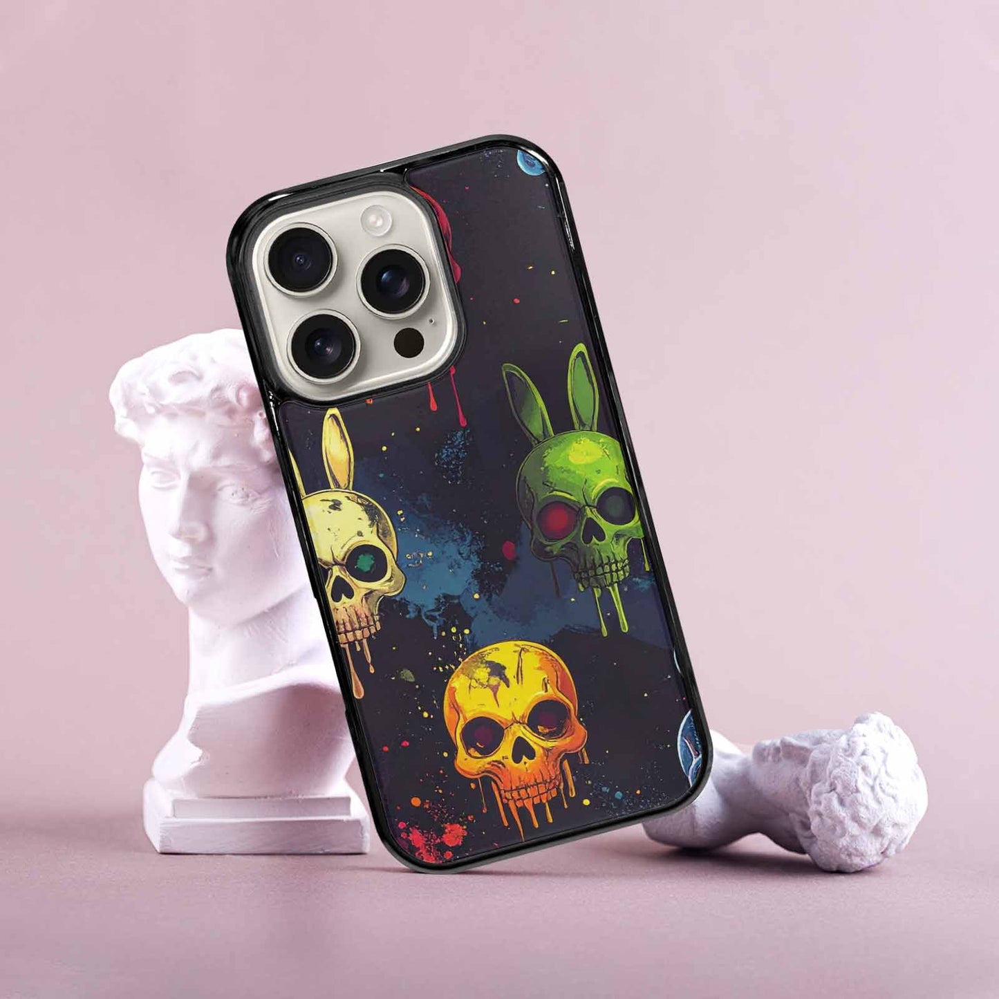 iPhone 16 Pro Case — Radioactive Ghost Bunny Skull Sm Qdr, Custom Phone Case