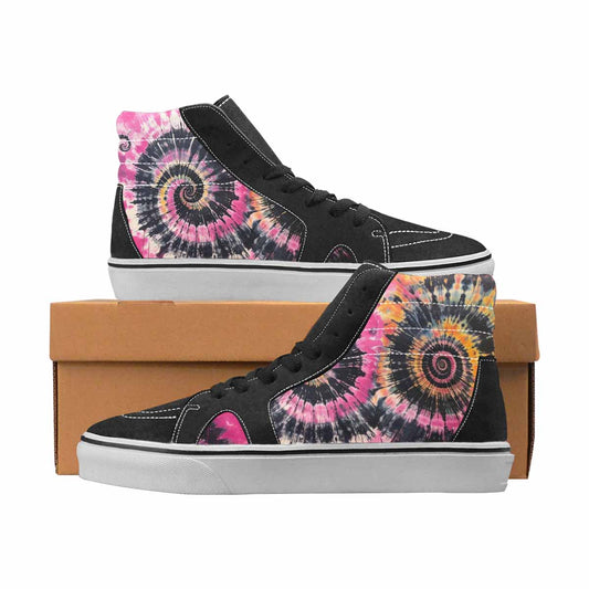 WOMEN'S Tie Dye Black & Pink Ink High Top Canvas Statement Vivid Sneakers