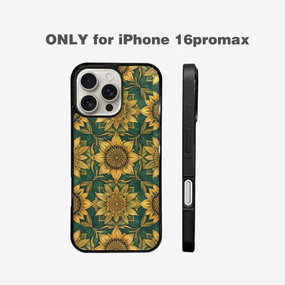 iPhone 16 Pro Max Case — Sunflower Mandala Kaleidoscope Custom, Original Design Phone Case