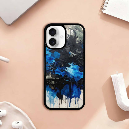 iPhone 17 Case — Black &amp; Blue Ink Camo, Custom Phone Case
