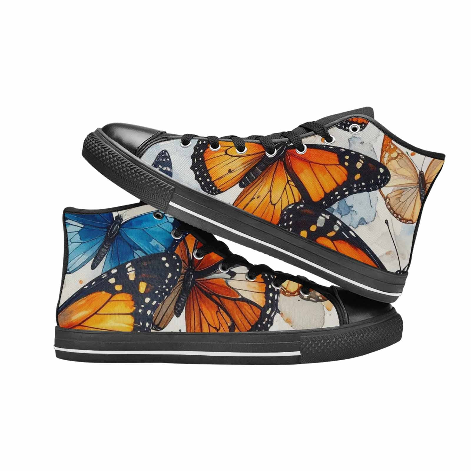 MEN'S Butterfly Wing High Top Canvas Neon Fantasy Custom Sneakers