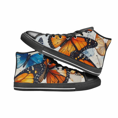 MEN'S Butterfly Wing High Top Canvas Neon Fantasy Custom Sneakers