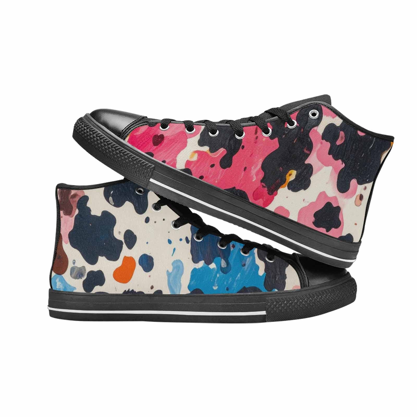 MEN'S Cow Animal Print High Top Canvas Cottagecore Sneakers