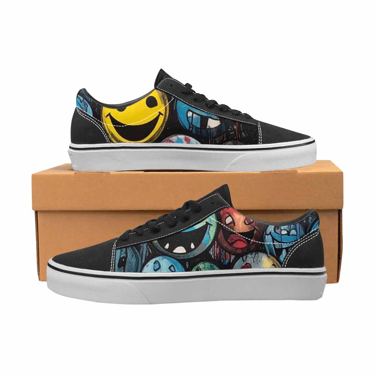 WOMEN'S Melting Moon Smiley Lace-Up Canvas Dreamlike Shoes