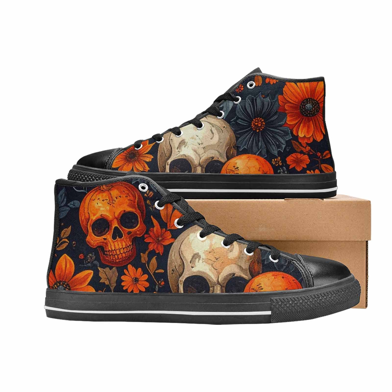 MEN'S Skulls - Halloween High Top Canvas Dark Academia Custom Shoes