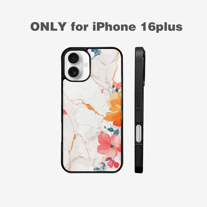iPhone 16 Plus Case — Marble Floral, Custom Designed Case Cover