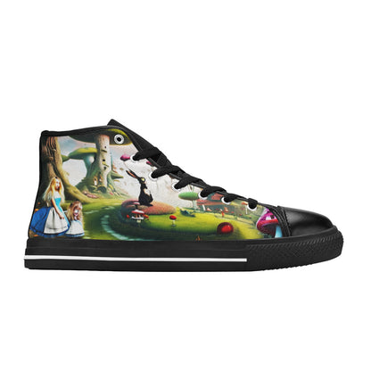 MEN'S Freaky World Wonderland Distorted High Top Canvas Grunge Custom Sneakers