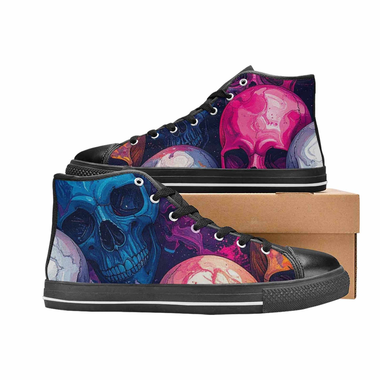 WOMEN'S Marble Skull High Top Canvas Aesthetic Sneakers