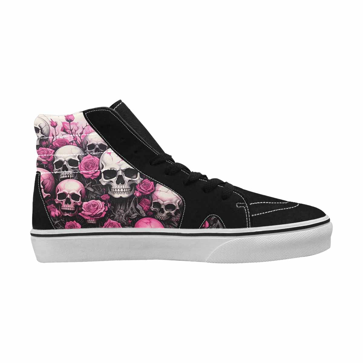 MEN'S Skull Roses High Top Canvas Vibrant Chaos Custom Sneakers