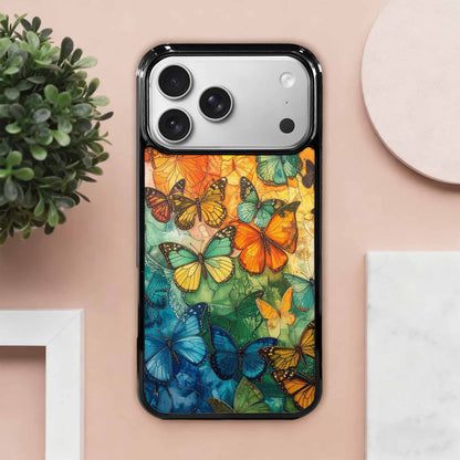 iPhone 17 Pro Max Case — Vivid Butterflies Peacock Original Art, Unique Phone Case Design