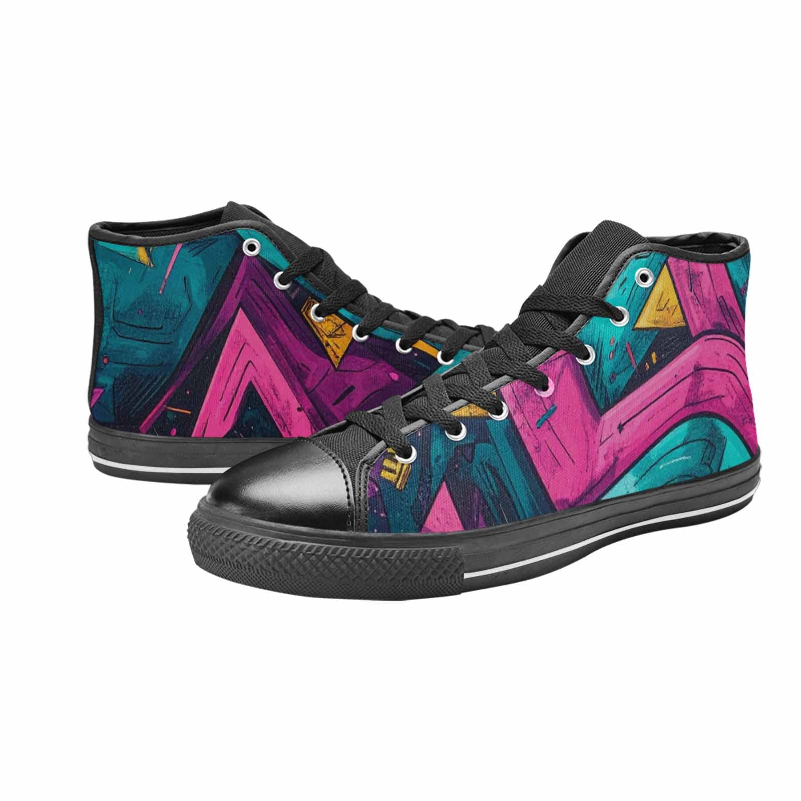 WOMEN'S 80S Retro Print High Top Canvas Wallpaper Art Custom Shoes