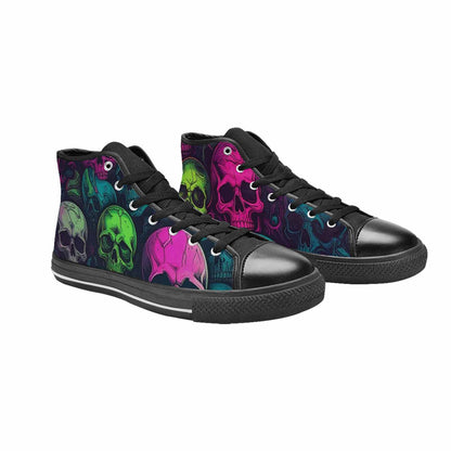 WOMEN'S Skulls - Neon High Top Canvas Dark Academia Shoes