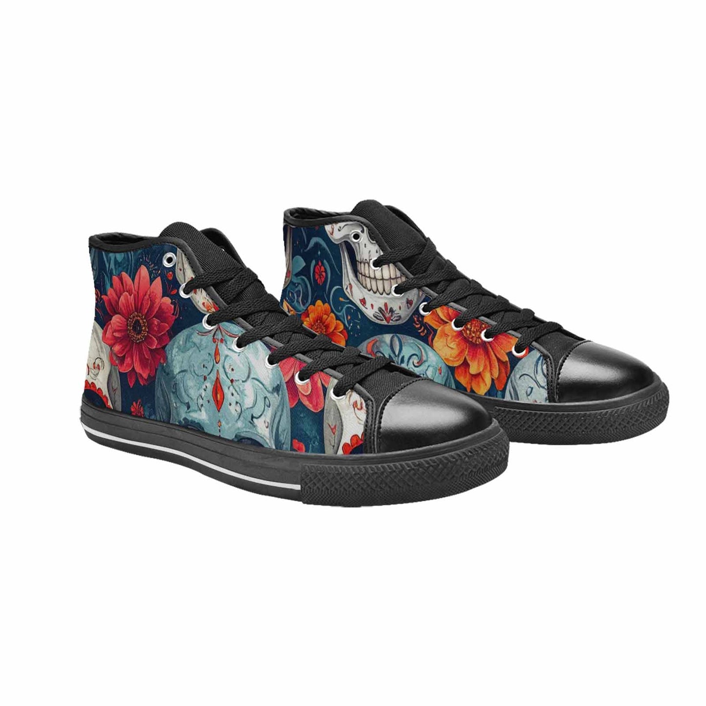 MEN'S Marble Skull High Top Canvas Neon Fantasy Sneakers