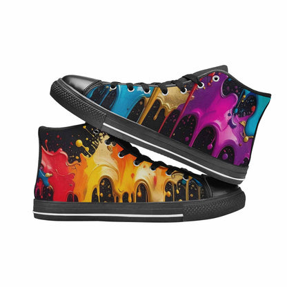 WOMEN'S Paint Splatter High Top Canvas Grunge Shoes