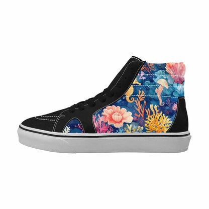 MEN'S Fish Scale Coral High Top Canvas Vivid Custom Shoes