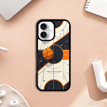 iPhone 17 Case — Basketball Pattern, Court Lines Original Art, Unique Phone Case Design