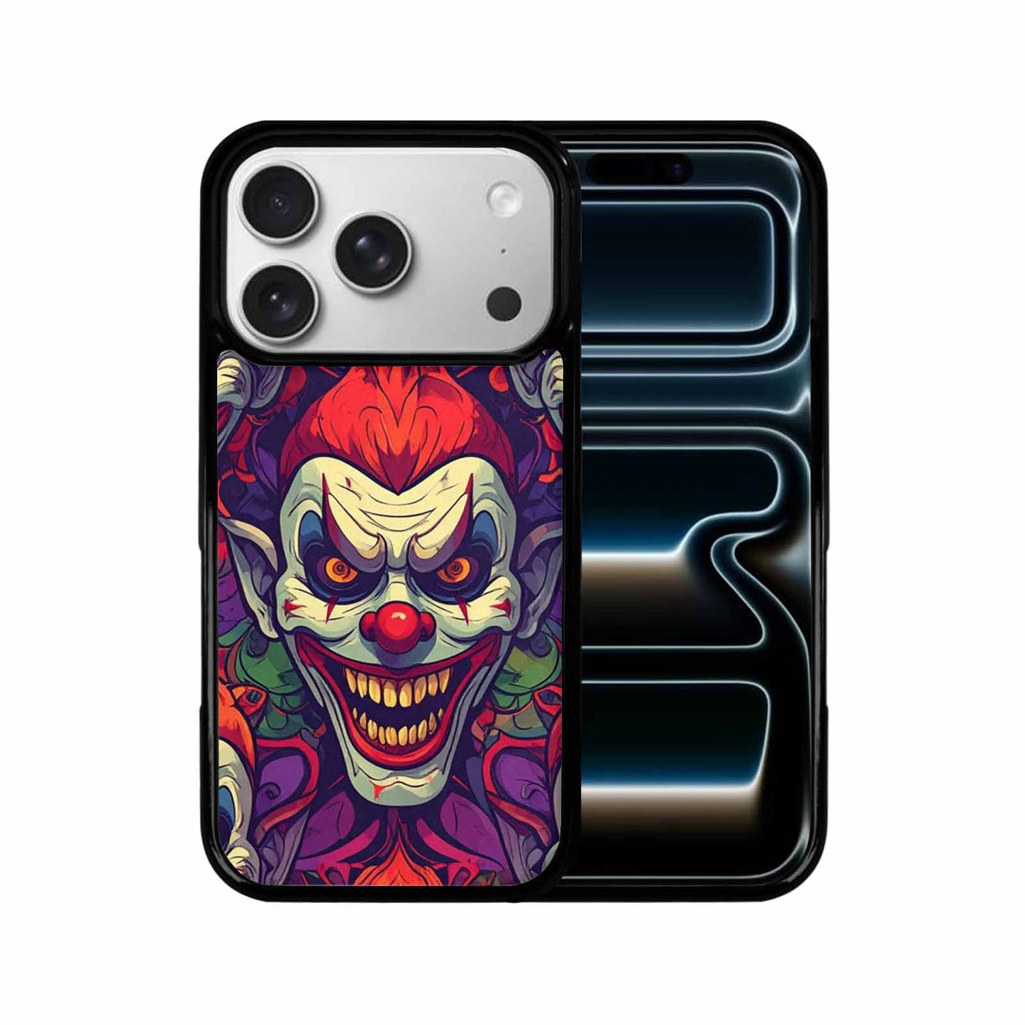 iPhone 17 Pro Case — Evil Circus Heads Faces Overlapping Cartoon, Customized Protective Case