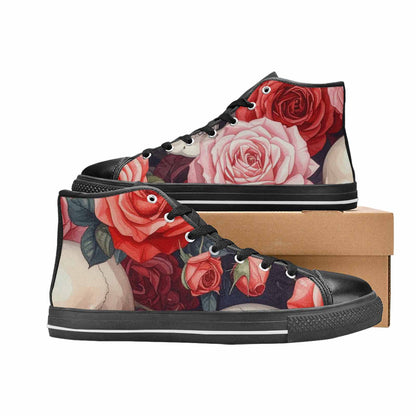 MEN'S Skulls Roses Soft Airbrush High Top Canvas Grunge Sneakers