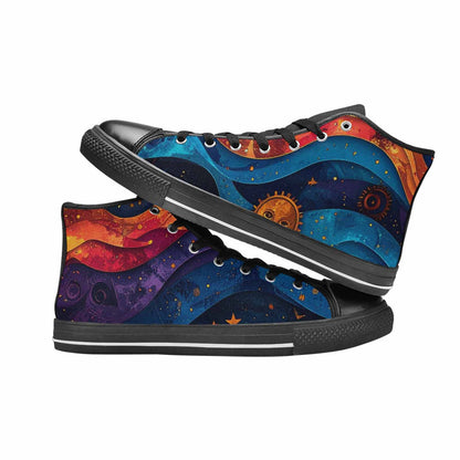 WOMEN'S Steampunk Galaxy High Top Canvas Surreal Sneakers