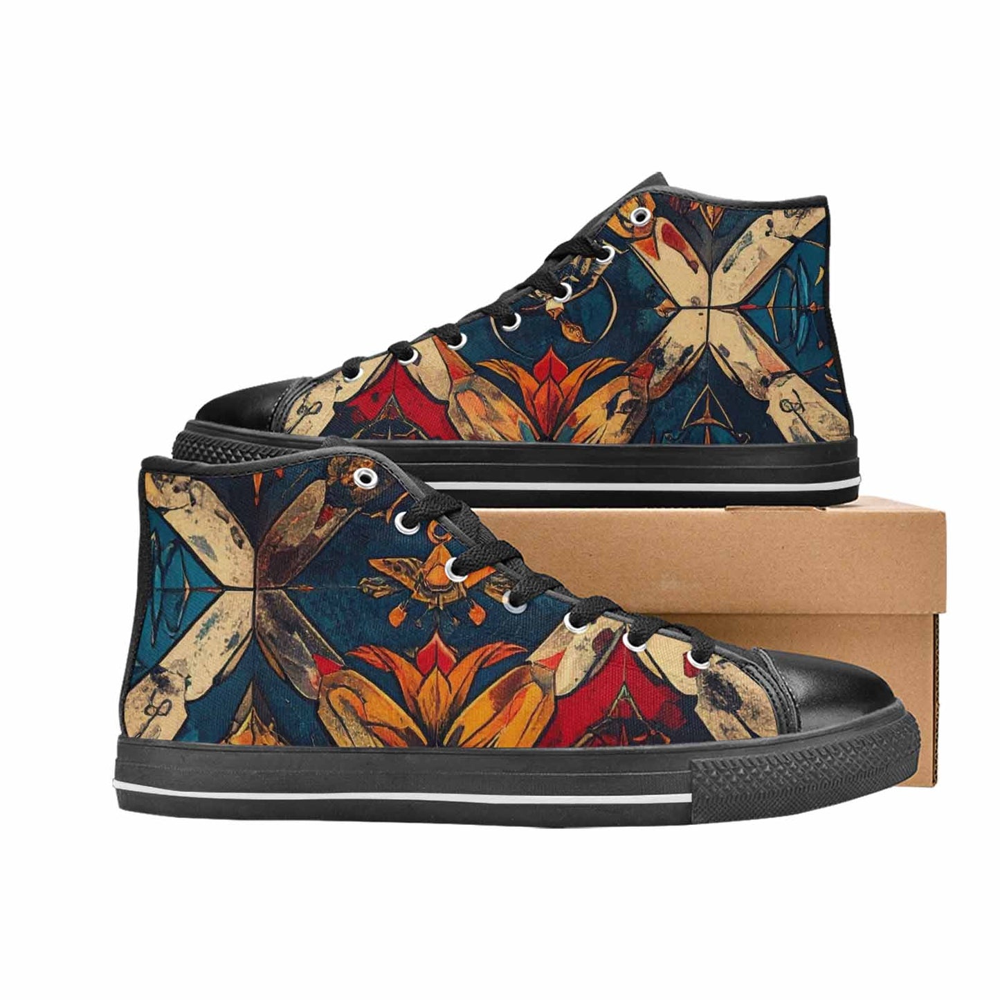 MEN'S Old School Tattoo High Top Canvas Wallpaper Art Custom Sneakers