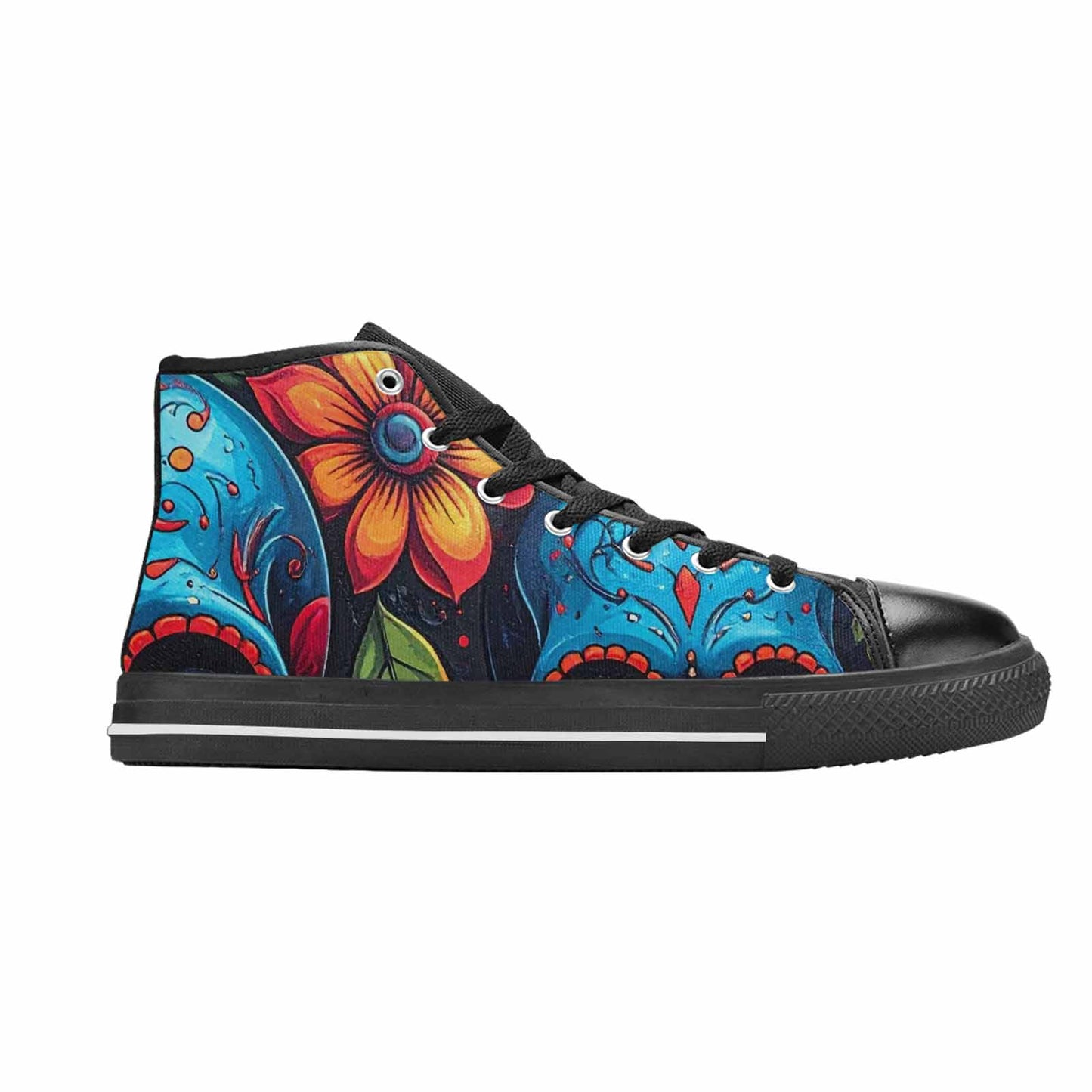 WOMEN'S Graffiti Skull High Top Canvas Dark Academia Custom Sneakers