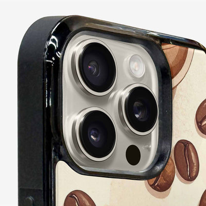 iPhone 16 Pro Max Case — Coffee Cup And Bean Pattern Seamless, Custom Made Phone Cover