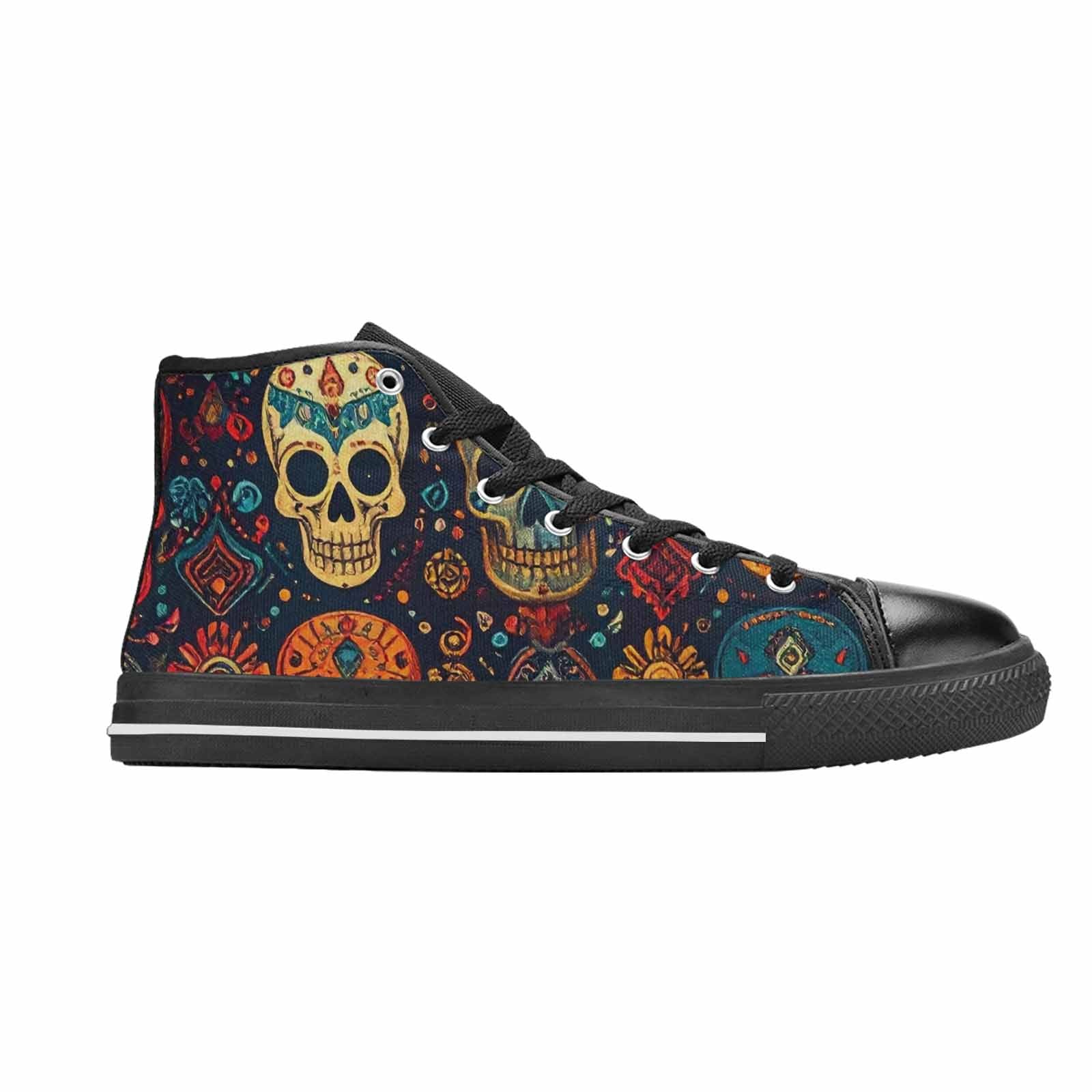MEN'S Skulls - Tribal-Patterned- High Top Canvas Aesthetic Custom Sneakers
