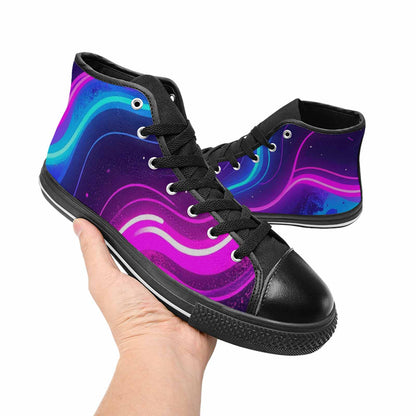 WOMEN'S 80S Neon Cartoon High Top Canvas Surreal Custom Sneakers