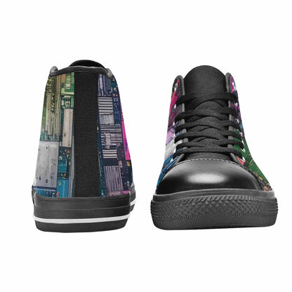 MEN'S Asexual Flag Color High Top Canvas Aesthetic Shoes