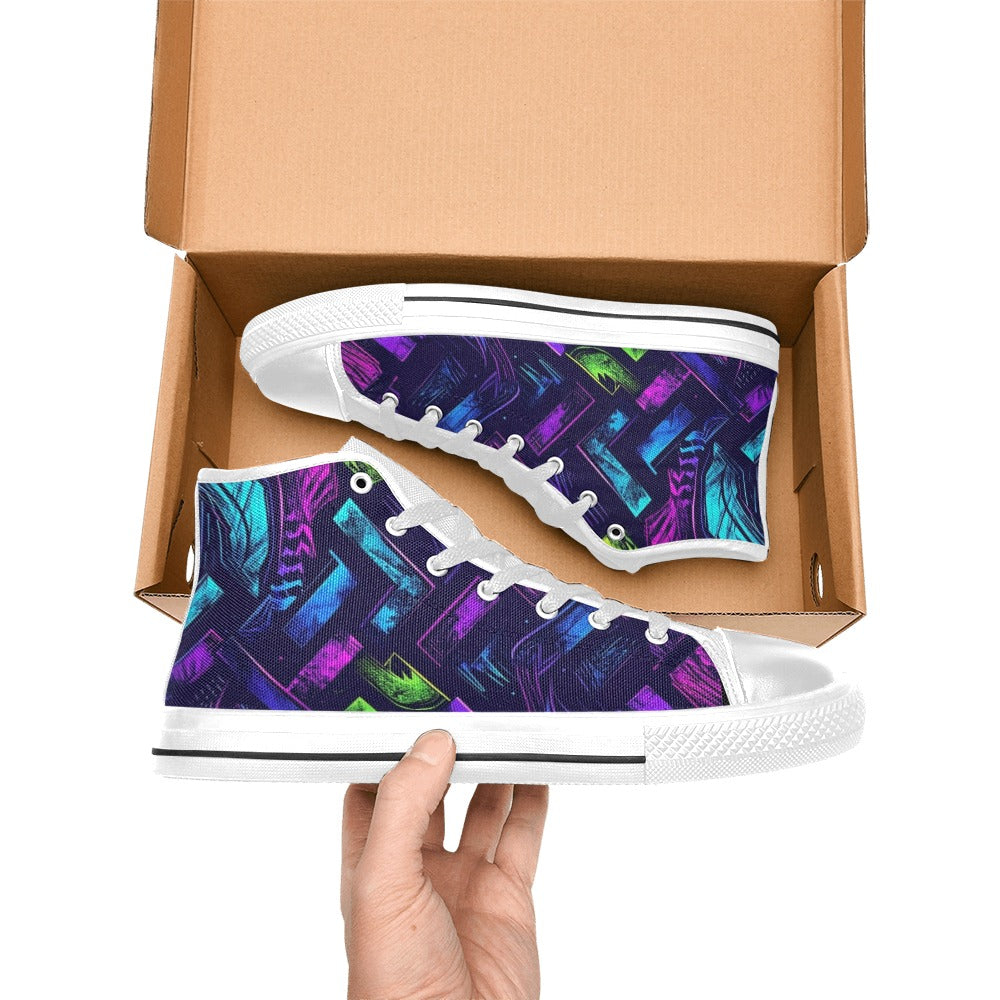 MEN'S Electric Houndstooth Dream 1 High Top Canvas Vivid Shoes