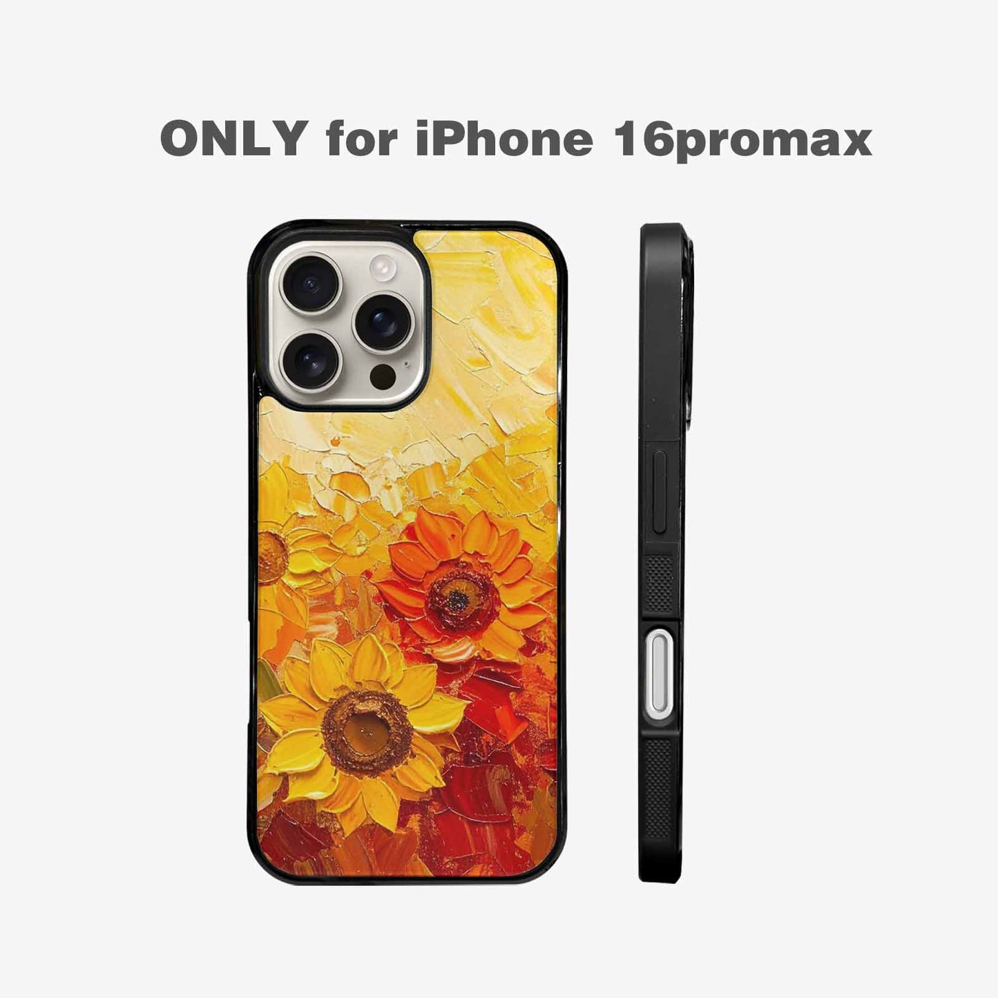 iPhone 16 Pro Max Case — Impressionist Sunflower Brushstroke Pattern Hundreds Of, Custom Designed Case Cover
