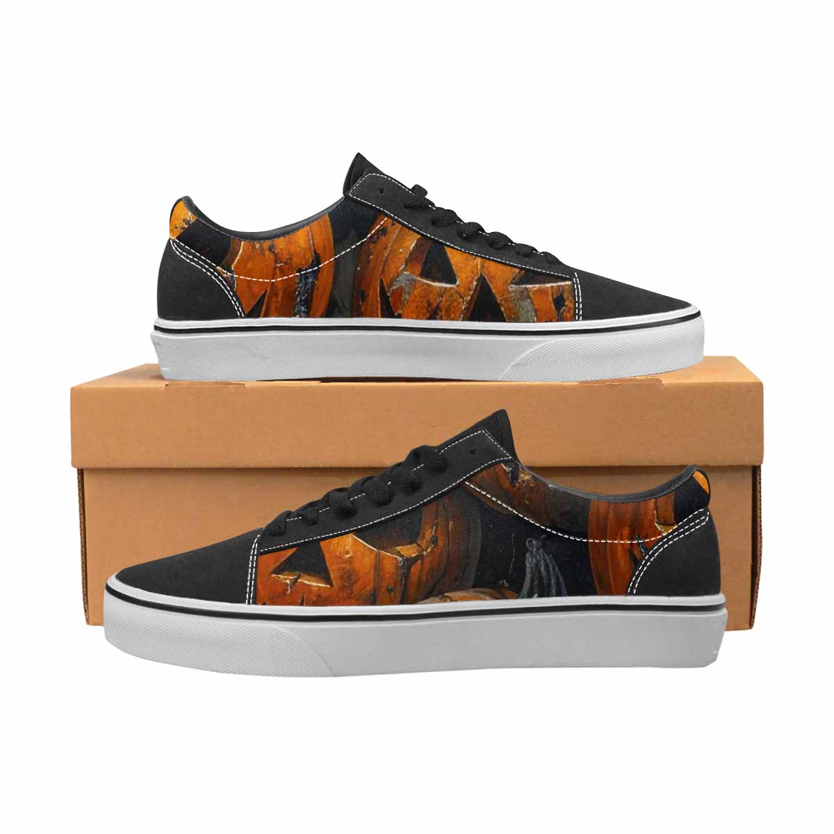 MEN'S Halloween Cracked Jackolantern Canvas Lace-Up Dreamcore Custom Sneakers