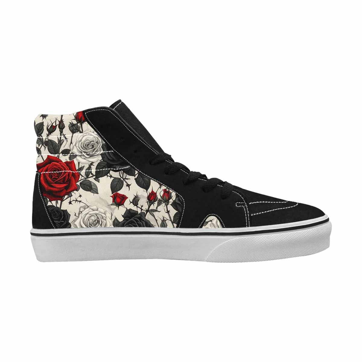 WOMEN'S Black Gothic Rose High Top Canvas Dark Academia Sneakers