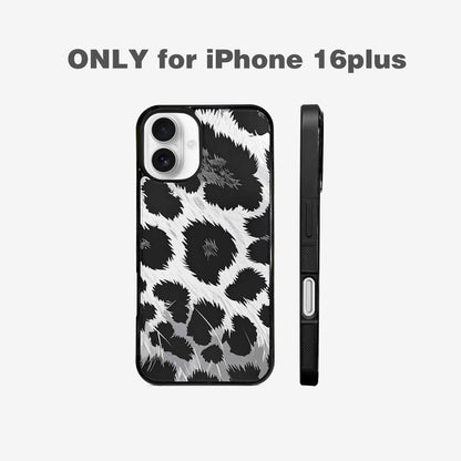 iPhone 16 Plus Case — Leopard Print Black And White Style, Custom Phone Case