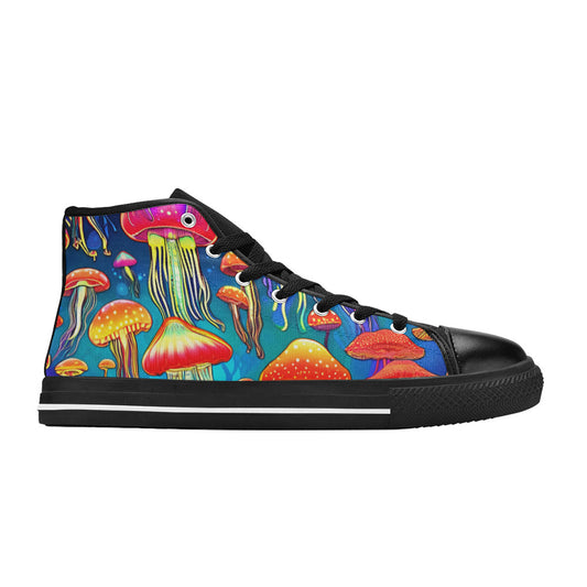 MEN'S Jellyfish Vibrant Mushroom Art High Top Canvas Cottagecore Custom Shoes