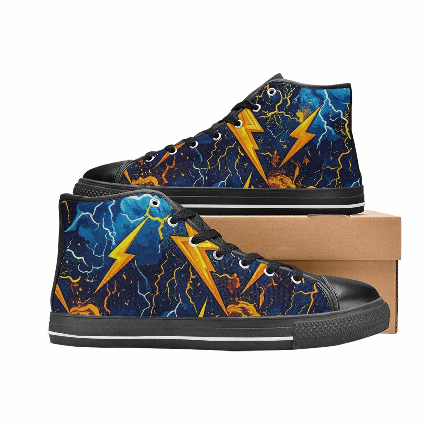 MEN'S Lightning Bolt High Top Canvas Vivid Custom Sneakers