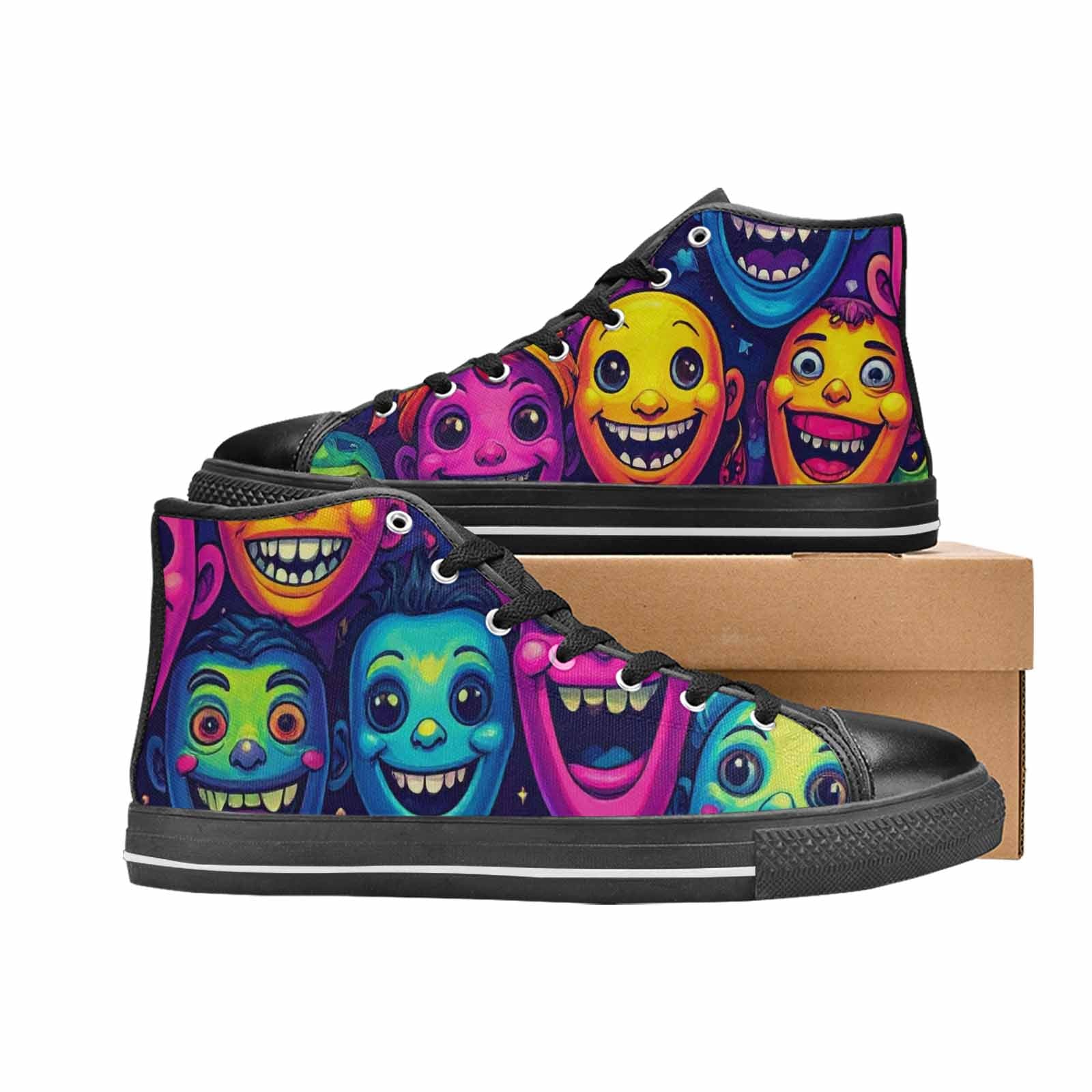 WOMEN'S Funny Looking Cartoon High Top Canvas Grunge Shoes
