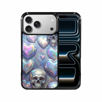 iPhone 17 Pro Max Case — Iridescent Hearts Skull Gothic Skulls, Customized Protective Case