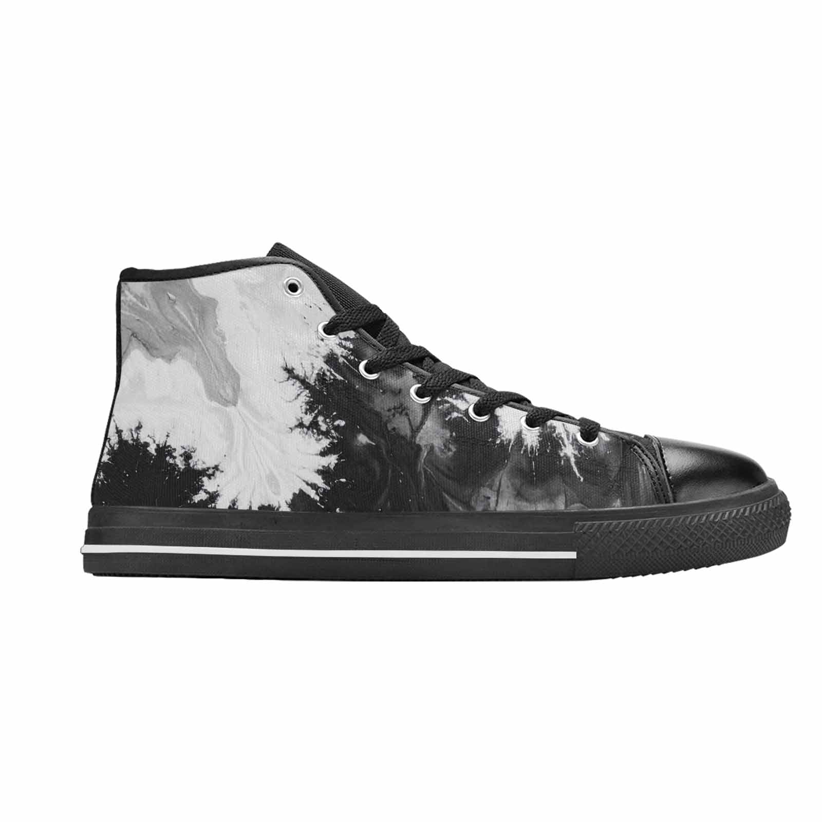 WOMEN'S Tie Dye Acid Wash Black White High Top Canvas Grunge Custom Sneakers