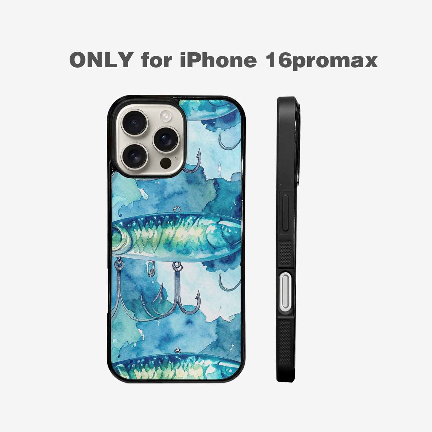 iPhone 16 Pro Max Case — Fishing Lure And Hook Pattern Seamless, Original Design Phone Case