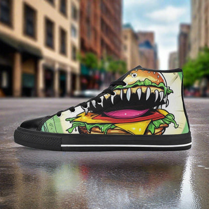 Aurora Borealis Crimson Black Custom WOMEN Bold Art - Freaky Shoes | Custom Art Sneakers