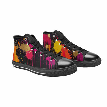 MEN'S Paint Splatter High Top Canvas Cottagecore Custom Shoes