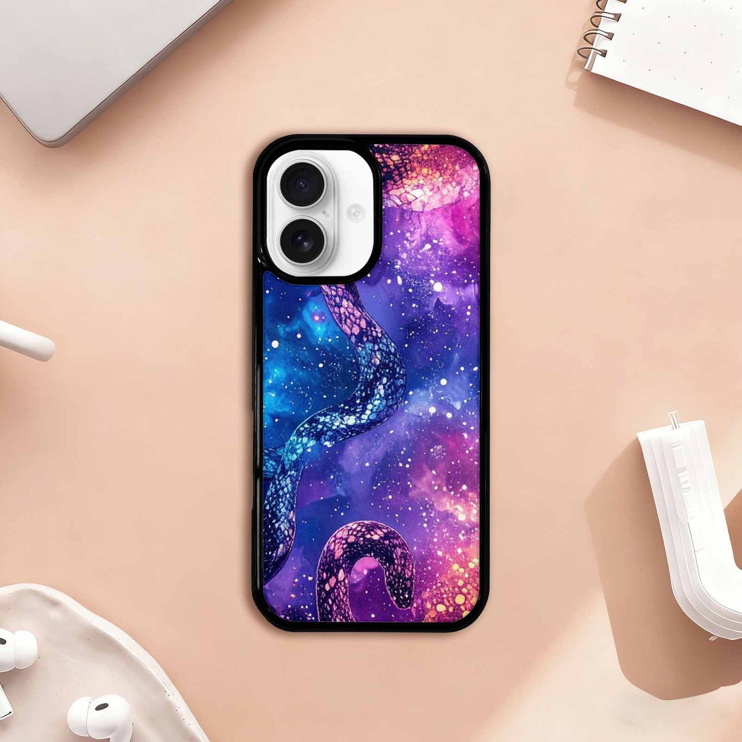 iPhone 17 Case — Galaxy Snake Print Galaxy Space, Unique Phone Case Design