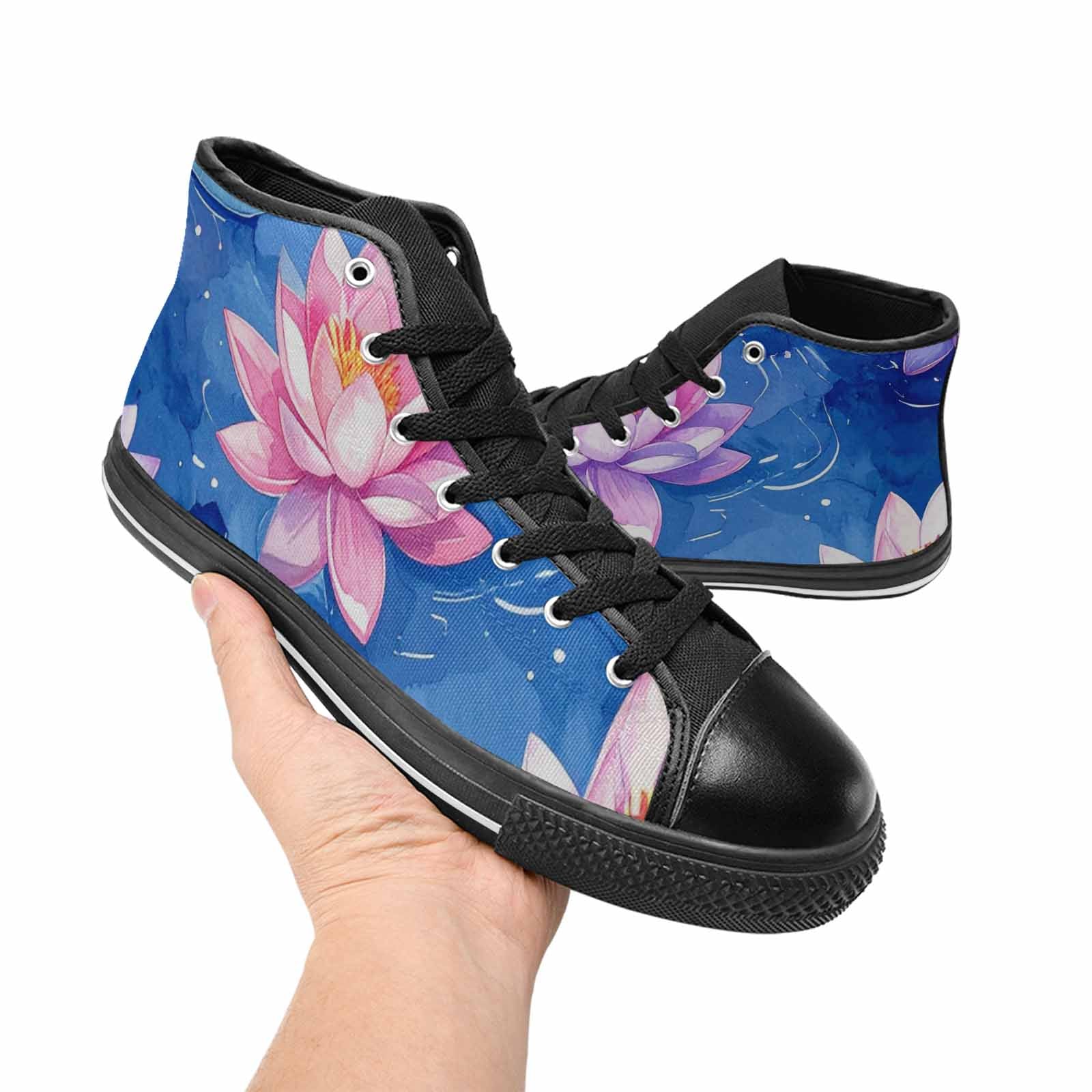 WOMEN'S Water Lilies Impressionist High Top Canvas Dark Academia Custom Shoes