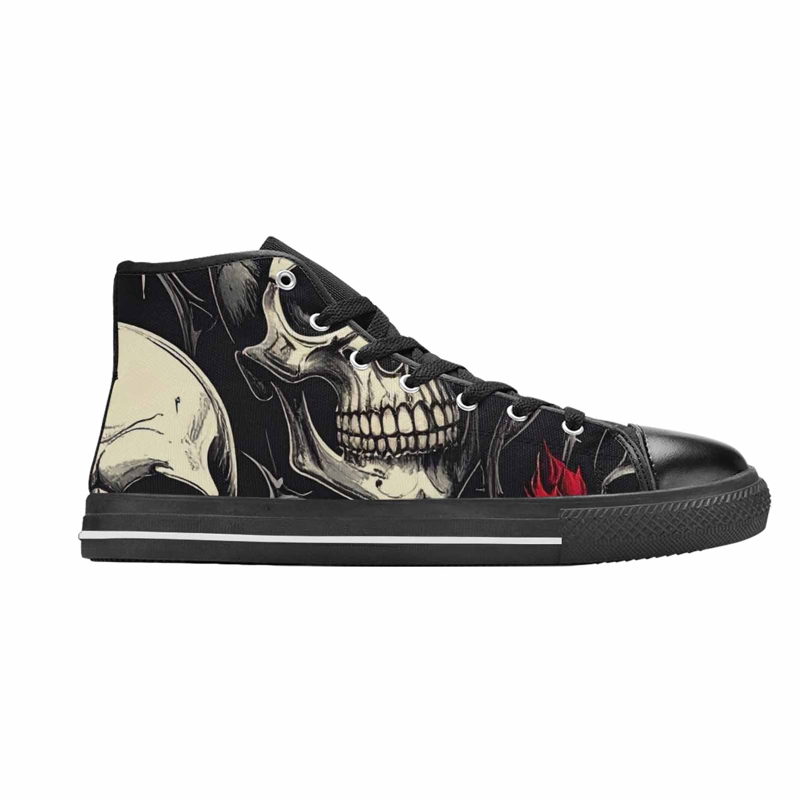 MEN'S Ornate Gothic Skulls Roses High Top Canvas Cottagecore Custom Sneakers